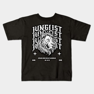 JUNGLIST  - Lion on Text (White) Kids T-Shirt